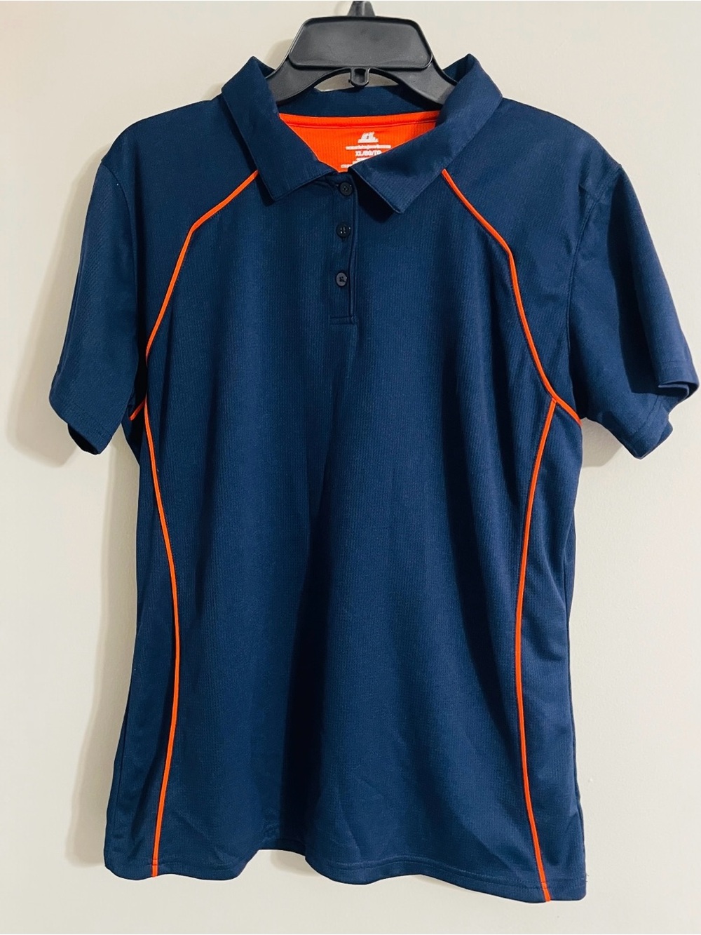 Russell Athletic Orange and Navy Performance Polo